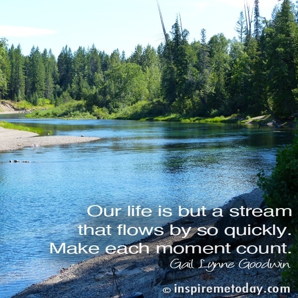 Our life is but a stream that flows by so quickly. Make each moment count.