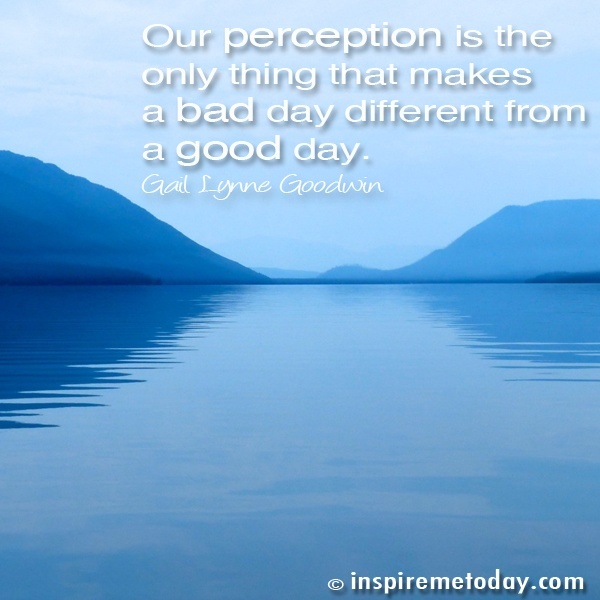 Our perception is the only thing that makes a bad day different from a good day.