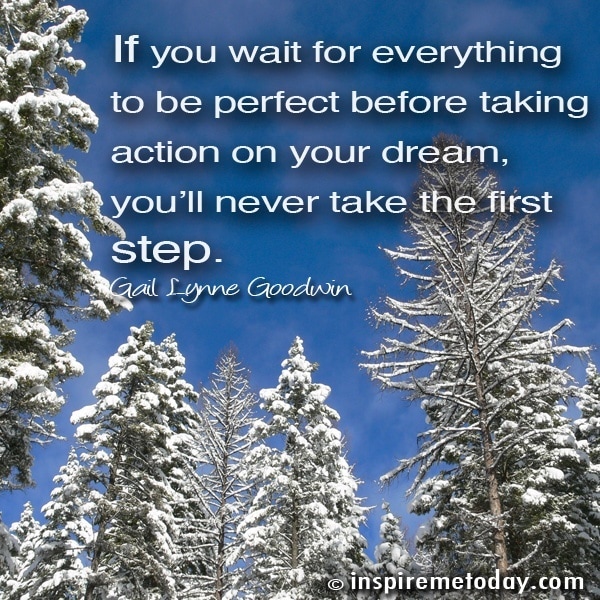 If You Wait For Everything To Be Perfect Before Taking Action On Your Dream, You'Ll Never Take The First Step.