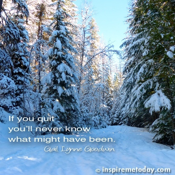 If you quit you'll never know what might have been.